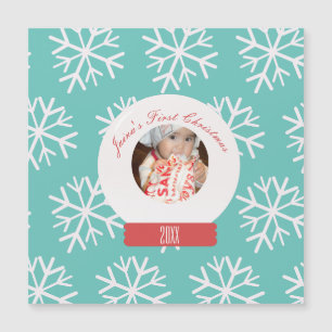 Baby's erstes Weihnachten Schneekugel Schneeflocke Magnetkarte
