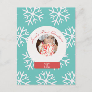 Baby's erstes Weihnachten Schneekugel Schneeflocke Postkarte
