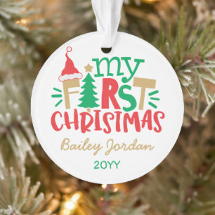 Baby's erstes Weihnachten süß rot grün festlich Ornament