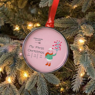 Baby's erstes Weihnachten - Süße Lammkunst auf Ros Ornament Aus Metall