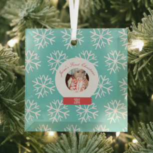 Baby's erstes Weihnachts-Schneeglobus-Schneeflocke Ornament Aus Glas