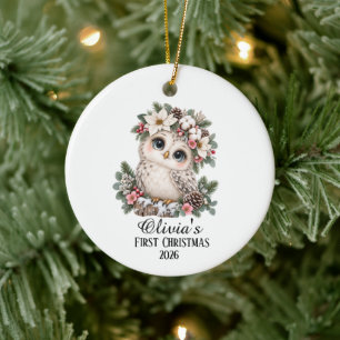 Baby's erstes Weihnachtsbaum-Ornament Baby Eule Keramik Ornament