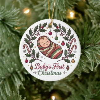 Baby's erstes Weihnachtsbaum-Ornament | Klassisch Keramik Ornament