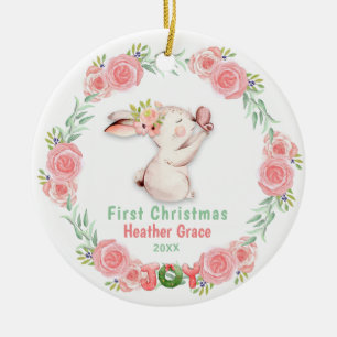 Babys Erstes Weihnachtsfest Foto Bunny Personalisi Keramik Ornament
