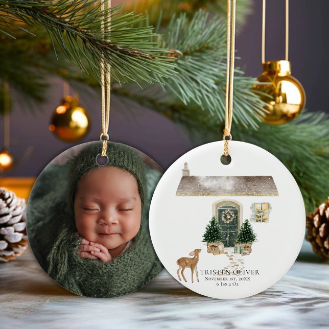 Babys erstes Weihnachtsfest-Foto Geburtsstunde Keramik Ornament (Von Creator hochgeladen)