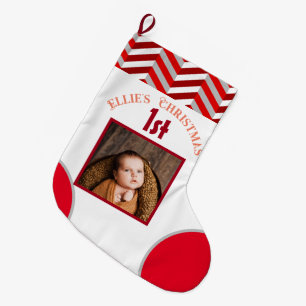 Babys erstes Weihnachtsfest-Foto Großer Weihnachtsstrumpf