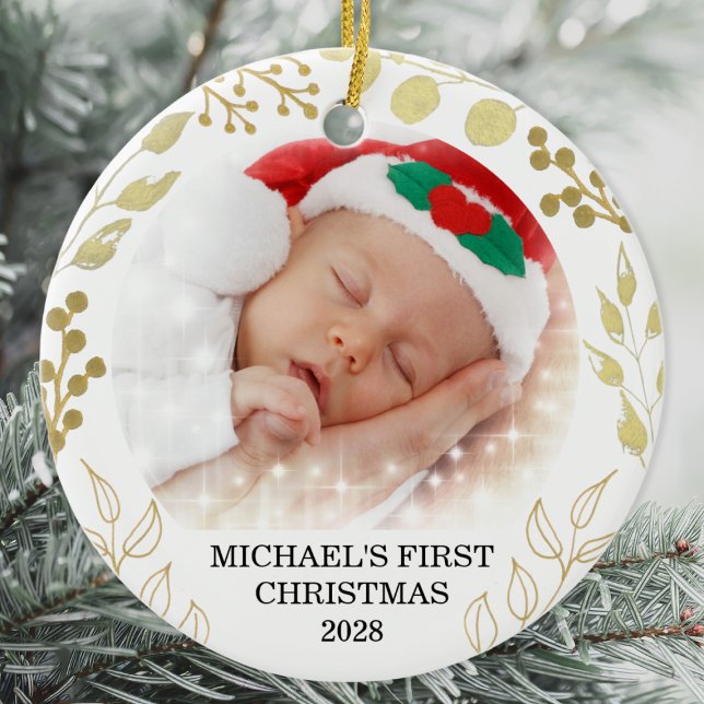 Babys erstes Weihnachtsfest-Foto Keramik Ornament (Von Creator hochgeladen)