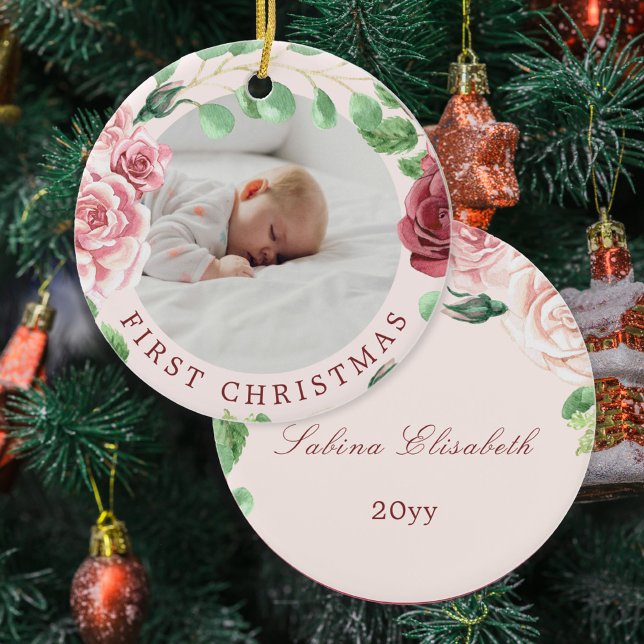 Babys erstes Weihnachtsfest-Foto Keramik Ornament (Von Creator hochgeladen)