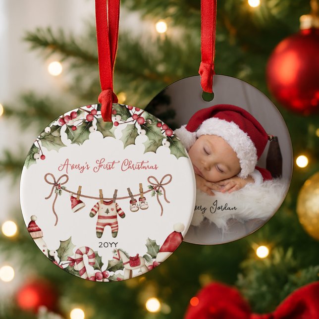 Babys erstes Weihnachtsfest-Foto Keramik Ornament (Von Creator hochgeladen)