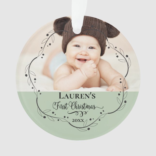 Babys erstes Weihnachtsfest-Foto Ornament (Vorderseite)