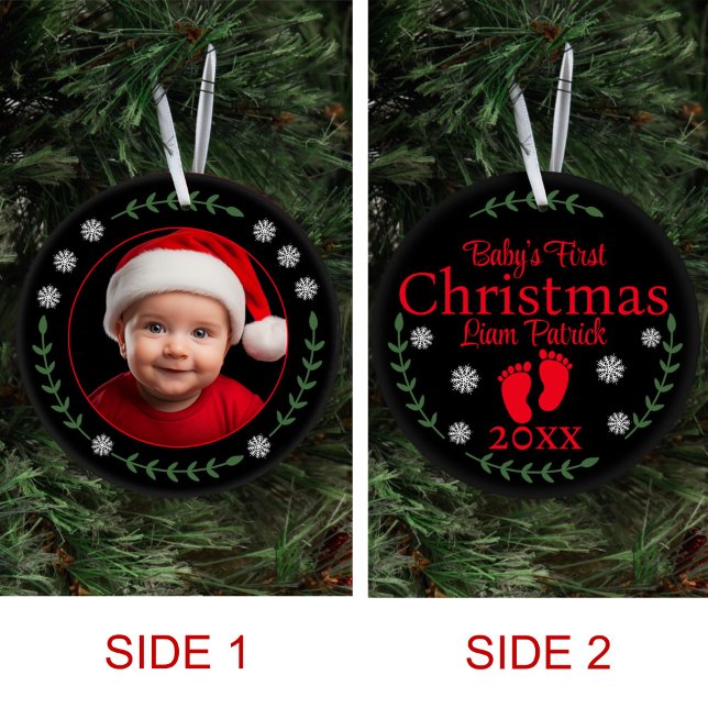Babys Erstes Weihnachtsfest Foto Schneeflocken & L Keramik Ornament (Von Creator hochgeladen)