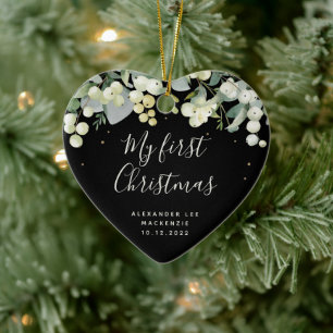 Baby's erstes Weihnachtsfoto Herzform Keramik Ornament