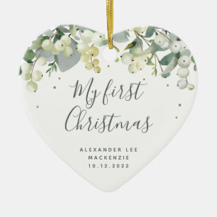 Baby's erstes Weihnachtsfoto Herzform Keramik Ornament