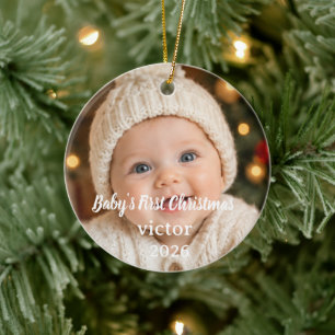 Baby's erstes Weihnachtsfoto-Ornament 2026 Keramik Ornament