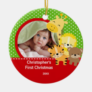 Babys erstes Weihnachtsfoto-Ornament Giraffe Keramikornament