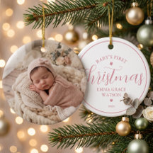 Baby's erstes Weihnachtsfoto Rosa Andenken