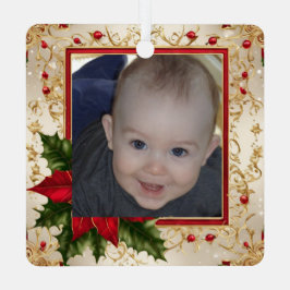 Baby's erstes Weihnachtsfoto-Vorlage Ornament Aus Metall