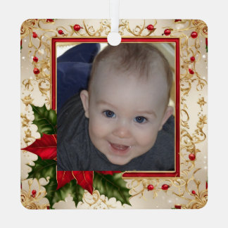 Baby's erstes Weihnachtsfoto-Vorlage Ornament Aus Metall