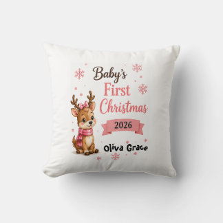 Baby's erstes Weihnachtsrentier personalisiert Kissen
