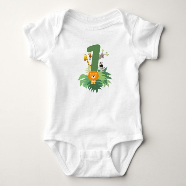 Baby's First Birthday Bodysuit - Wild One Jungle T Baby Strampler (Vorderseite)