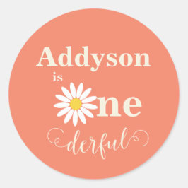 Baby's First Birthday Daisy Runder Aufkleber
