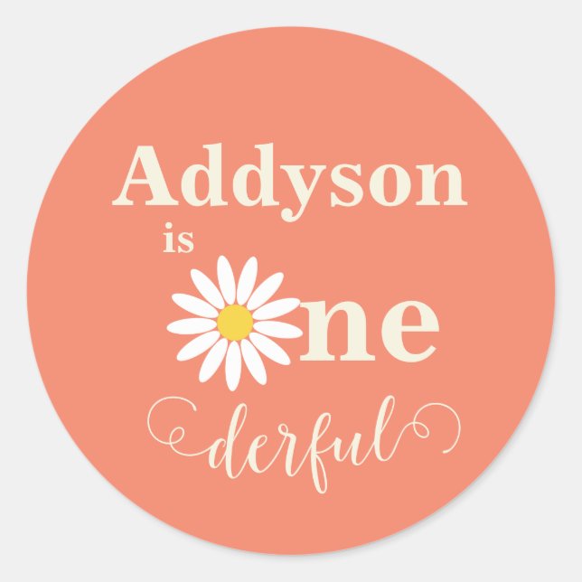 Baby's First Birthday Daisy Runder Aufkleber (Vorderseite)