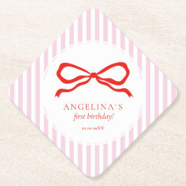 Baby's first birthday with soft pink Paper Coast. Untersetzer