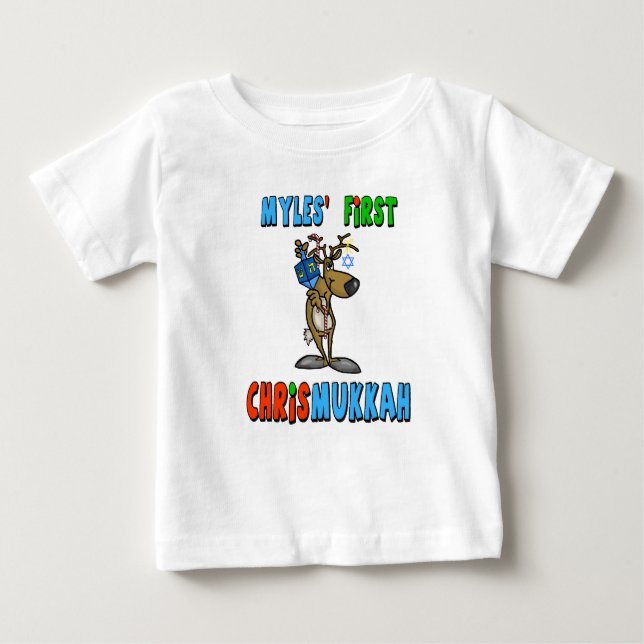 Baby's First Chrismukkah Custom Name T-Shirt (Devant)