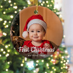 Baby's First Christmas 1 Foto Keramik Ornament<br><div class="desc">Die erste Weihnachts-1-Foto-Keramik des Babys</div>