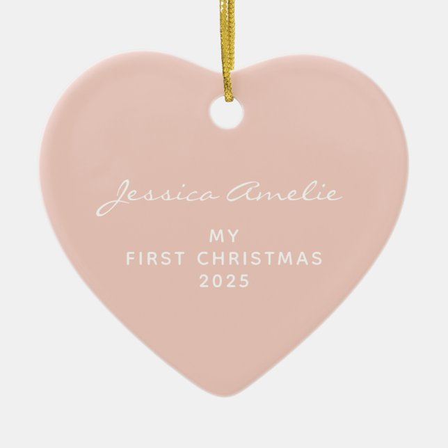 Baby's First Christmas 2021 Custom Foto | Blüte Keramik Ornament (Vorne)