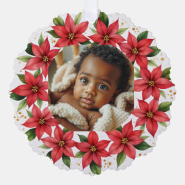 Baby's First Christmas 2025 Poinsettia Wreath  Ornament Karte