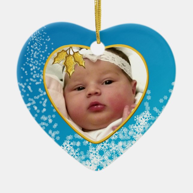 Baby's First Christmas 2 Sided Heart Keramikornament (Vorne)
