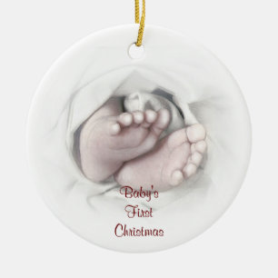 Baby's First Christmas baby Feet Bleistiftskizze Keramik Ornament