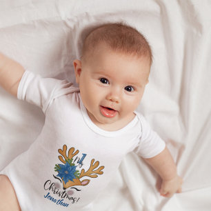 Baby's First Christmas Baby Rentier Poinsettia Strampler