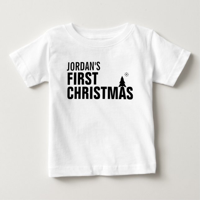 Baby's First Christmas Baby Romper T-shirt (Vorderseite)
