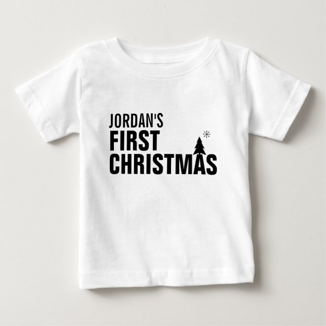 Baby's First Christmas Baby Tutu Bodysuit Baby T-shirt (Vorderseite)