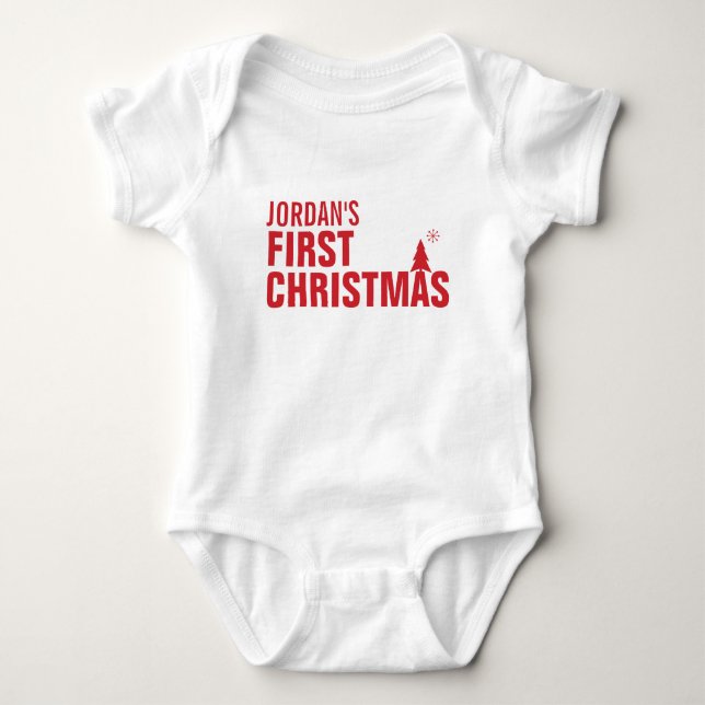 Baby's First Christmas Baby Tutu Bodysuit Red Baby Strampler (Vorderseite)