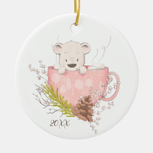 Baby's First Christmas Bear Keramik Ornament (Vorne)
