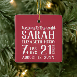 Baby's First Christmas Birth Stat Foto Keramikornament