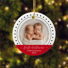 Baby's First Christmas Black, White and Red Dots Keramik Ornament