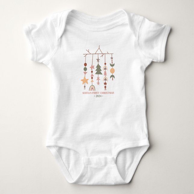 Baby's First Christmas Bodysuit Boho Design Baby Strampler (Vorderseite)