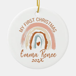 Baby's First Christmas Boho Rainbow Keramik Ornament