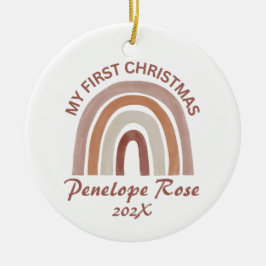 Baby's First Christmas Boho Rainbow Keramik Ornament