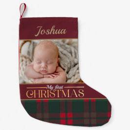 Baby's First Christmas Buffalo Kariertes Pattern F Kleiner Weihnachtsstrumpf