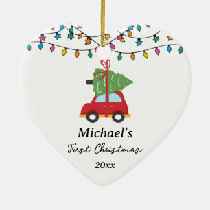 Baby's First Christmas Car Tree Individuelle Name Keramik Ornament