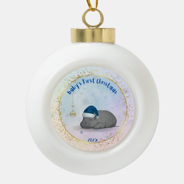 Baby's First Christmas - Ceramic Hippo Ornament (Vorderseite)