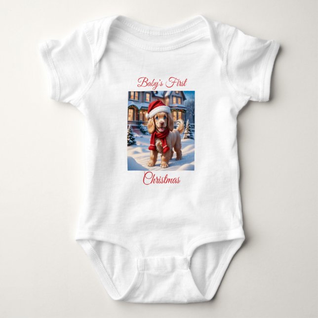 Baby's First Christmas Cocker Spaniel Baby Strampler (Vorderseite)