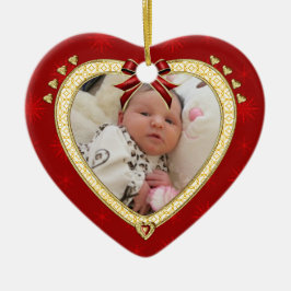 Baby's First Christmas Custom Foto Heart Ornament