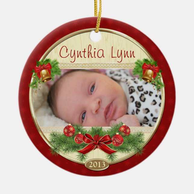 Baby's First Christmas Custom Foto Ornament (Vorne)