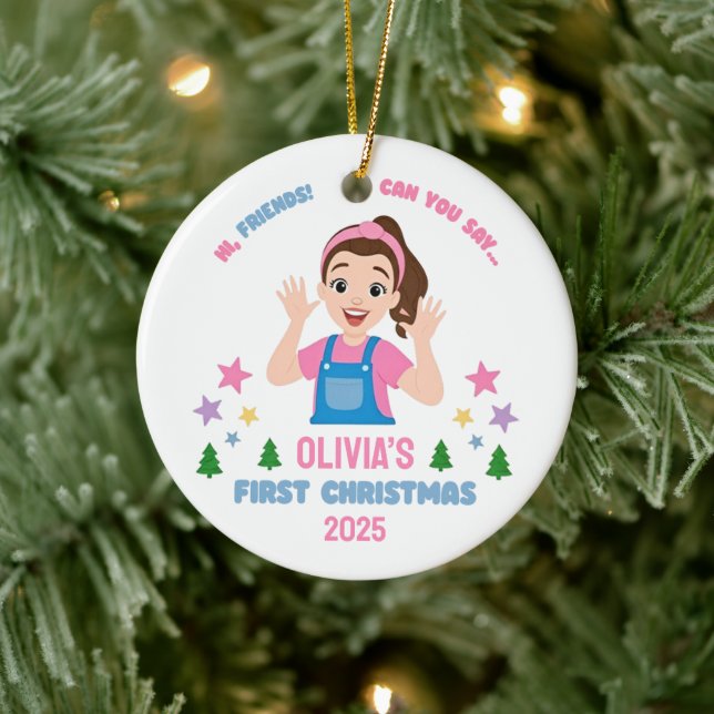 Baby's First Christmas Custom Name Keramik Ornament (Baum)